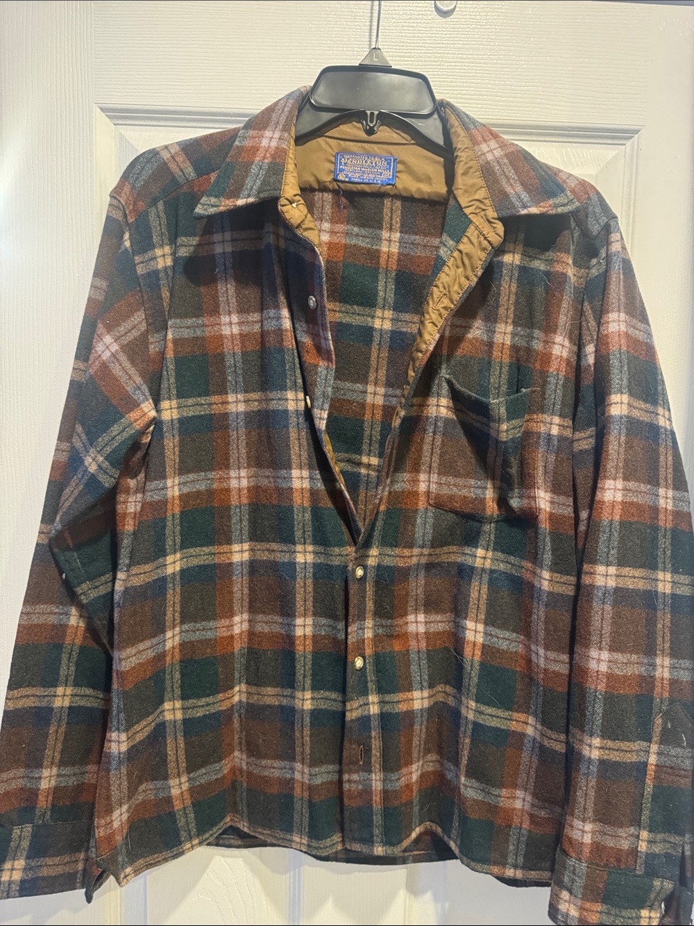 Pendleton Vintage Plaid Flannel Shirt in Green & Brown Mens